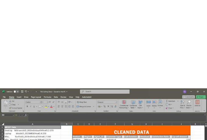clean, merge, split and format microsoft excel data